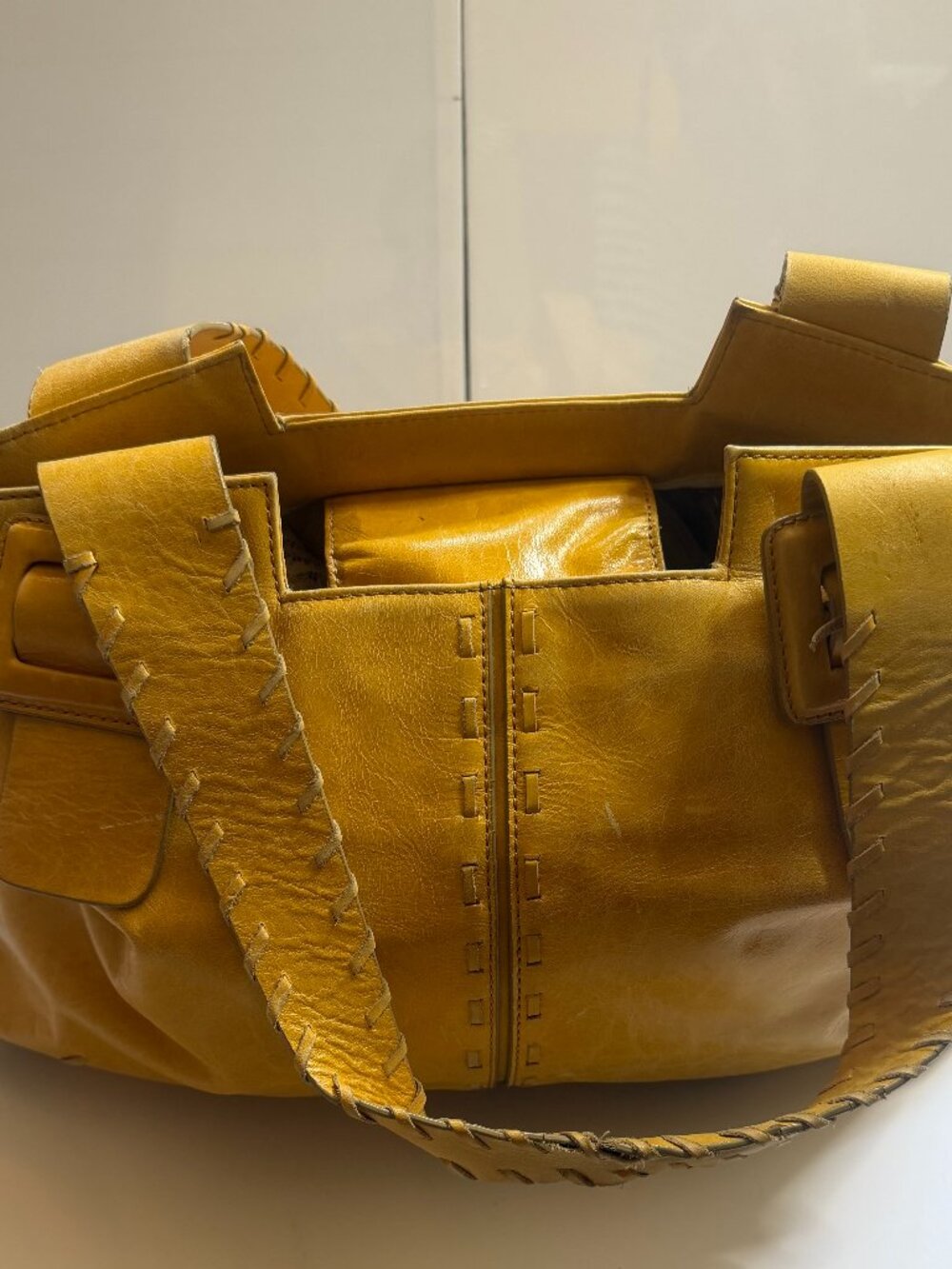 Franklin Covey Yellow Leather Tote